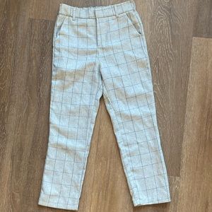 Heathered Plaid Ankle Dress Pants Grey